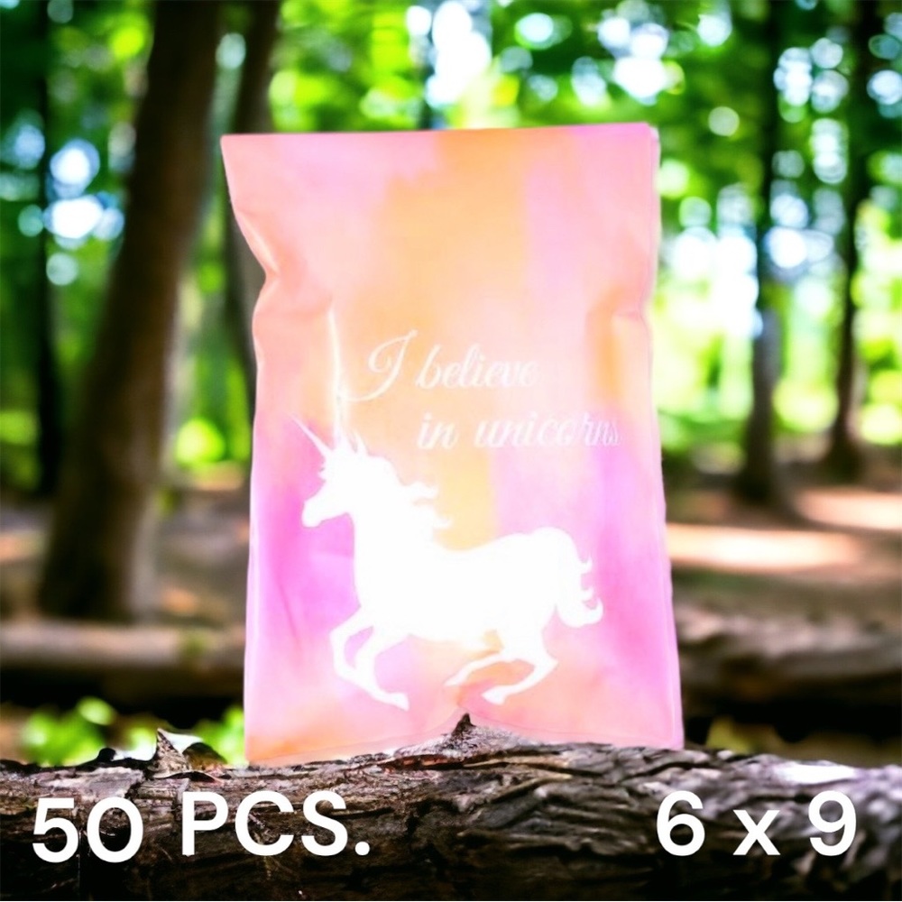 50 6X9 Poly Mailers Pink Unicorn, Shipping Envelopes, PRICE IS FIRM - Picture 2 of 4